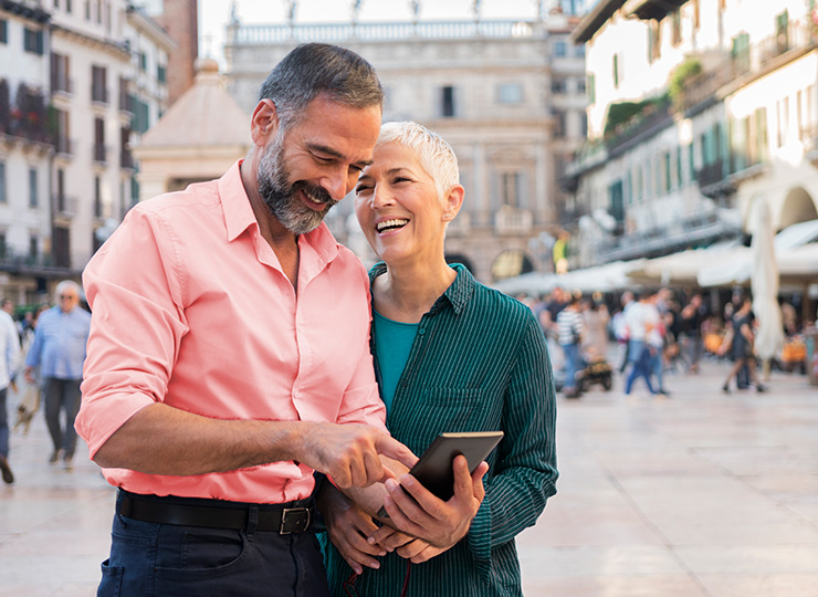 Mature couple on city escape vacation