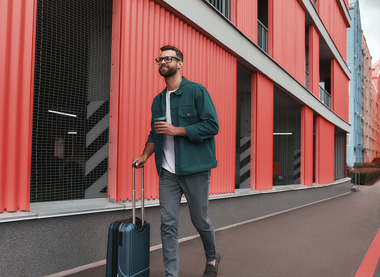 Man walking with a suitcase